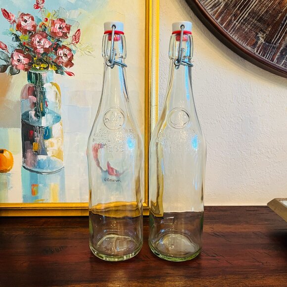 Vintage Geyer Freres En 1895 Bottles Hinged Bail & Stopper (2) Cottagecore Decor - Picture 1 of 9